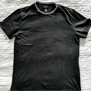 Forever 21 Black Tee with Checkered Collar